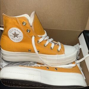 Converse Orange White High-Top Sneakers